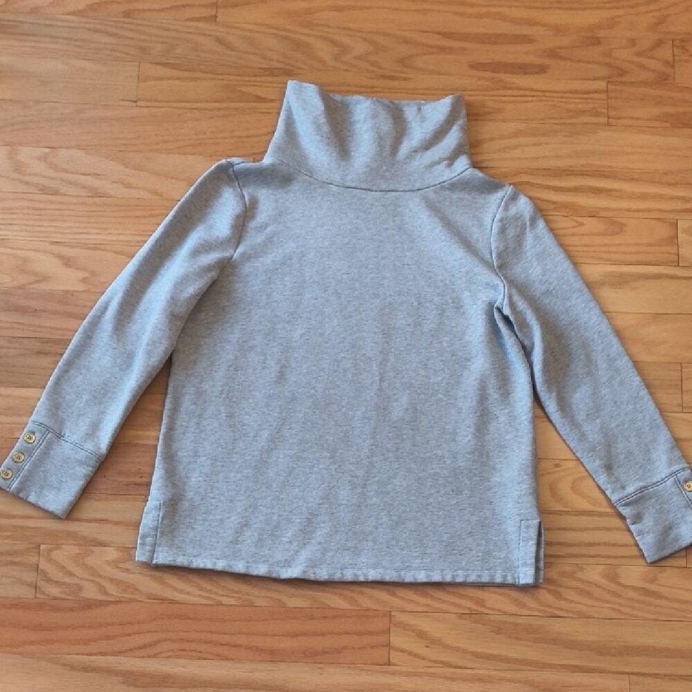 Talbots Women Gray Long Sleeve Sweatshirt Turtleneck Size L NWOT